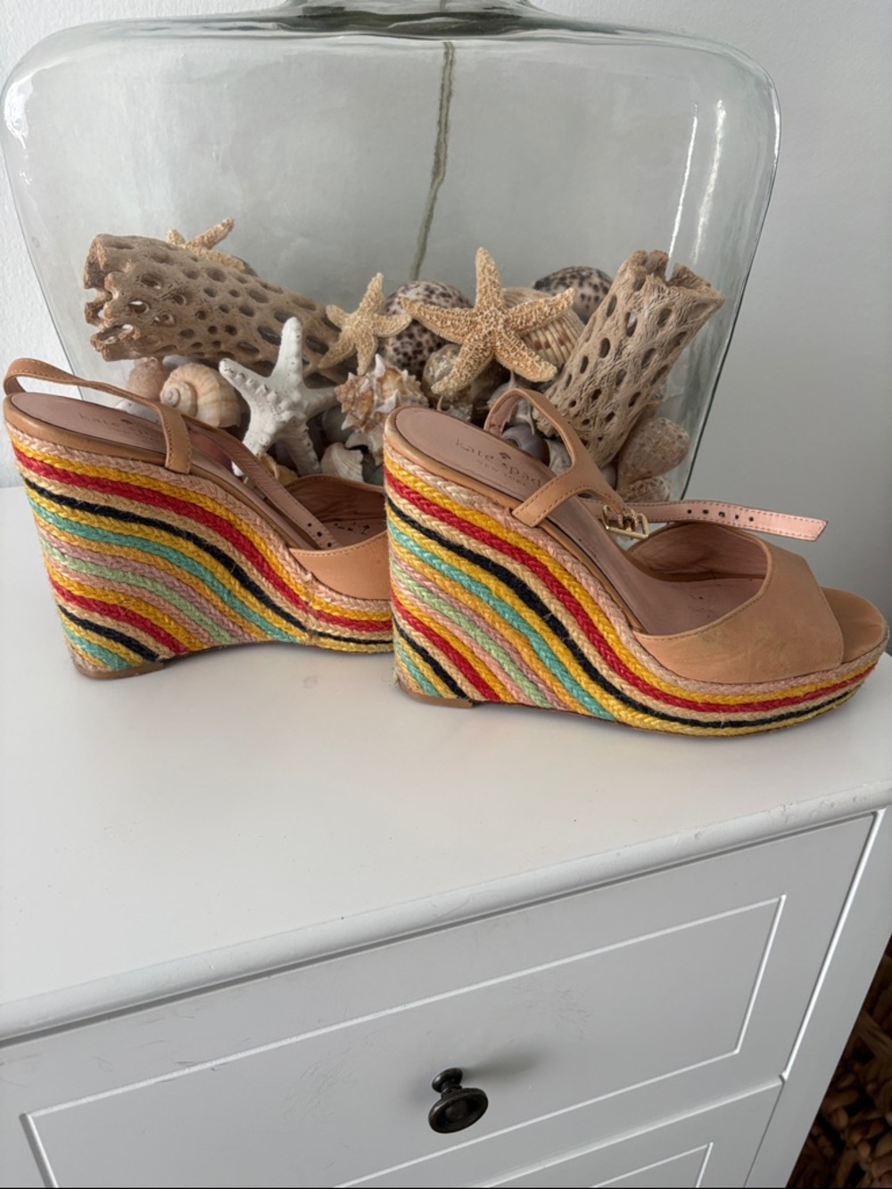 kate spade Multicolor Braided Espadrille Wedge Sandals - Tan Straps
